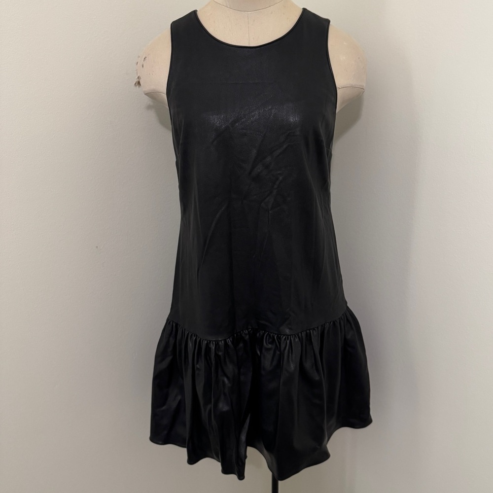 Amanda Uprichard Small (P) Faux Leather Mini Little Black Dress ~ Party Festive